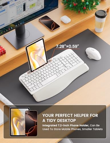 SABLUTE Wireless Keyboard and Mouse Combo with Ergonomic Wave Key