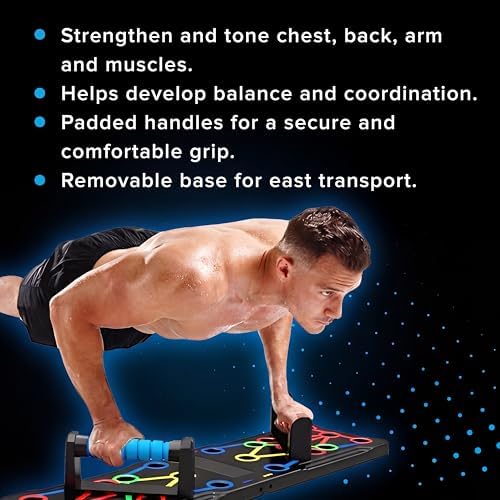 Foldable Push Up Board - Home Workout Equipment with Color-Coded System - Multi-Functional Push-Up Stands for Strength Training, Chest, Arms & Core - Portable Gym for Men & Women