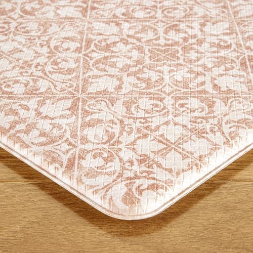 Town & Country Basics Comfort Plus Vintage Medallion Tile Anti Fatigue Comfort Mat, Kitchen Runner Mat, Standing Desk Mat, Dorm Room Rug, Non-Slip Backing, Rust, 18"x55"