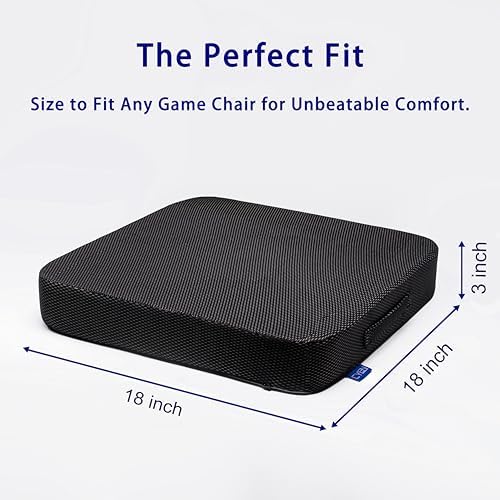 Ifoam Gel Infused Memory Foam Layer Wheelchair Cushion - Seat Cushion for Wheelchair-Office Chair, Kitchen Chair-Pressure Sore and Tailbone Pain Relief-High Dense Polyfoam Base (Black, 18×18×3 inch)