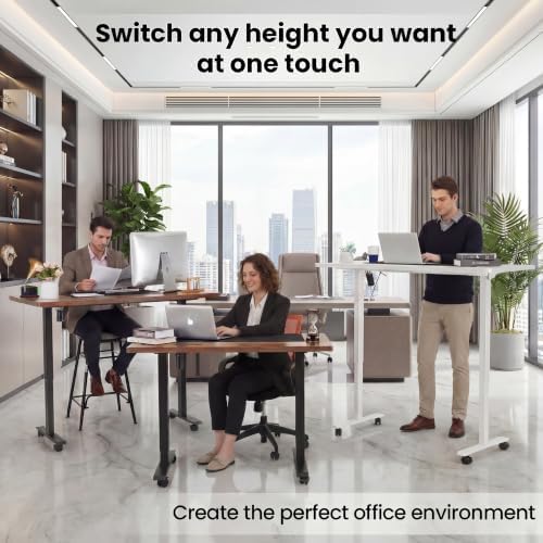 farexon 48 x 24 inch Standing Desk Electric Adjustable Height with Power Outlets, Stand up Desk with Ergonomic Workstation, Preset Heights Home Office Gaming Computer Workstations Table(Brown)