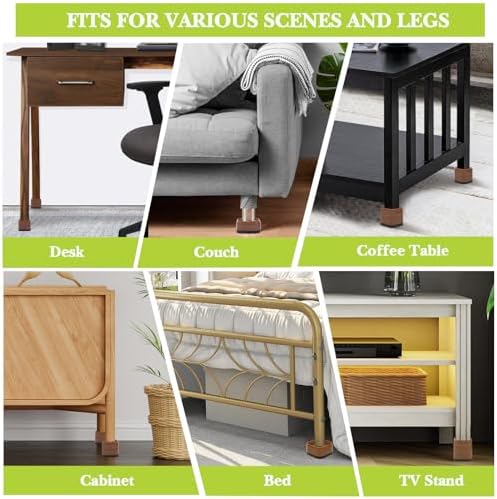 4 Pack Furniture Risers 2 Inch, Adjustable Bed Risers Heavy Duty for Table Desk Couch Chair Sofa Cabinet Bed Legs Dorm, Square Stackable Bed Raisers Blocks Lift Height 1", 2",3"or 4", Brown