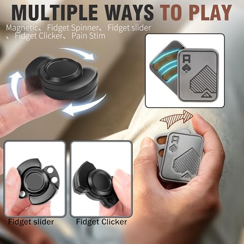 5 Pcs Fidget Toys Adults Metal Figette Spinner Magnet Slider for Teen Boys Quiet Office Desk Cool Gadgets Pain Stim Anxiety Stress Relief Items ADHD Autism Figets Magnetic Gifts for Teens EDC for Men