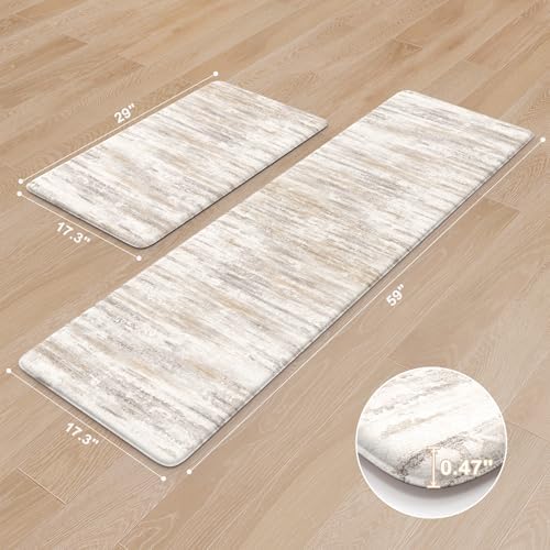 KIMODE Kitchen Mats Cushioned Anti Fatigue, Abstract Farmhouse Kitchen Rugs