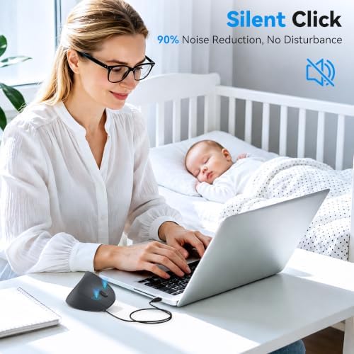 TECKNET Wired Mouse, Comfortable Ergonomic Mouse with 6400 DPI