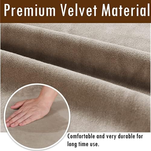 2 Pack Velvet Stretch Armrest Covers - Non Slip Sofa Chair Covers, Soft Elastic Arm Protectors for Living Room Couch, Office Chair, Recliner (Taupe)