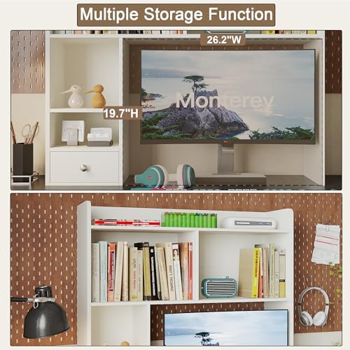 ChooChoo Desktop Bookshelf, 36.4" DormDesk Hutch with 5 Shelves