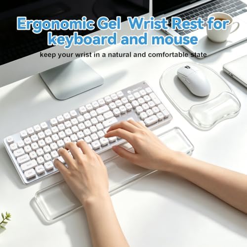 Gel Wrist Rest for Keyboard,Clear Keyboard Wrist Rest and Gel Mouse Pad Set