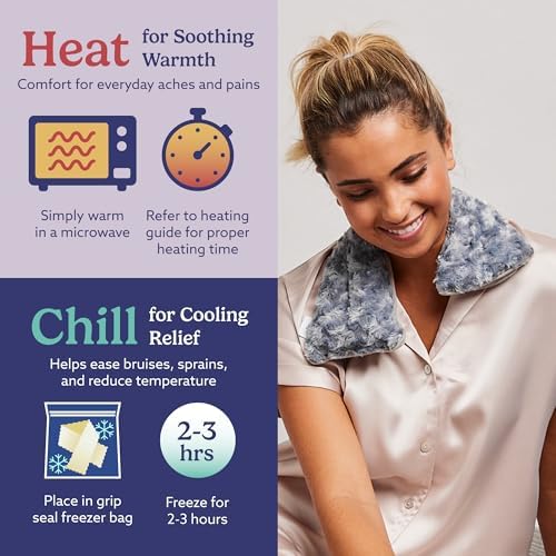 warmies Microwavable Neck Wrap, Microwave Heating Pad, Lavender, 2 lb, Gray