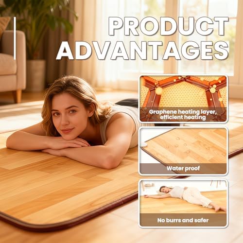 Heated Rug, Heated Floor Mat, Wood Floor Grain, Large Size 39"x79"