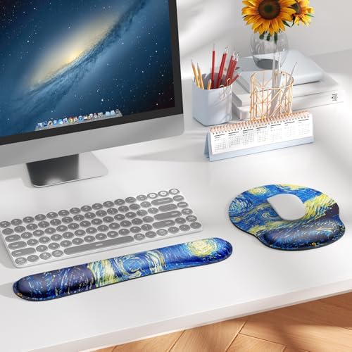 KTRIO Keyboard Wrist Rest & Mouse Pad with Wrist Rest, Starry Night