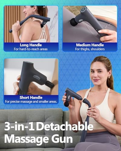 3-in-1 Detachable Massage Gun Deep Tissue with Extension Long Handle