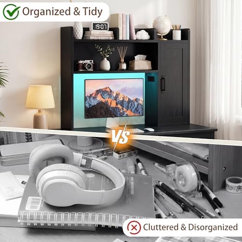 Desktop Storage Shelf, 37.4" Computer Desk Organizer 3-Tier Wood