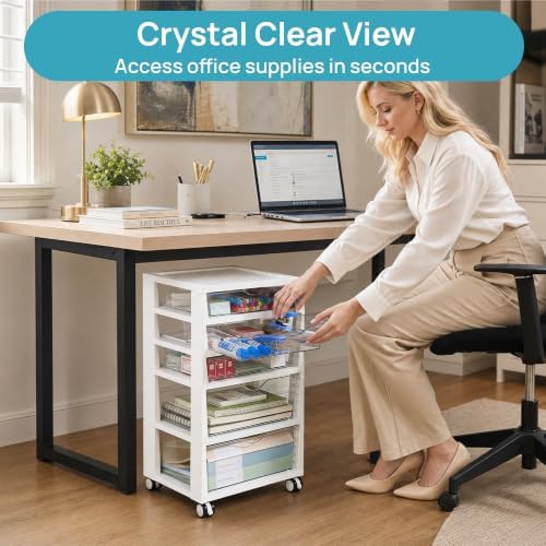 Vtopmart 5-Tier Plastic Drawer Storage Rolling Cart with Wheels