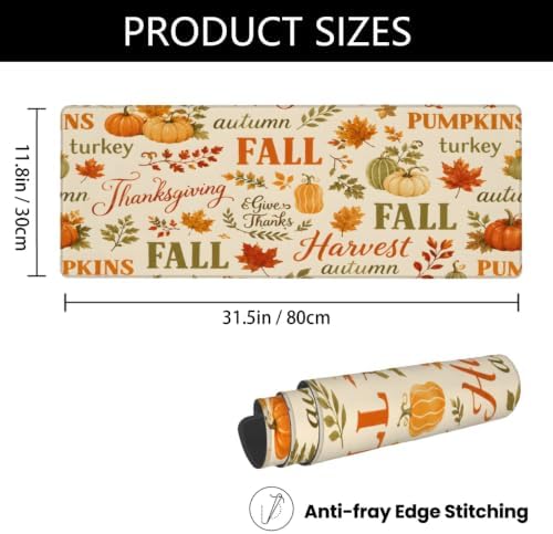 Fall Autumn Large Mouse Pad Non-Slip Rubber Long Gaming Desk Mat