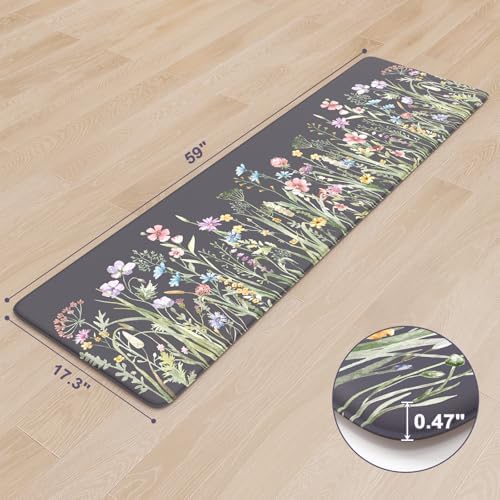 KIMODE Anti Fatigue Kitchen Mat for Floor, Farmhouse Kitchen Runner Rug