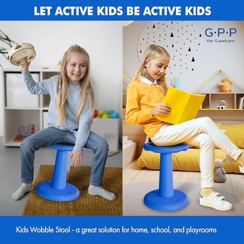 Dynamic Kids Wobble Stools, 2-Pack, 17.7-Inch, Blue