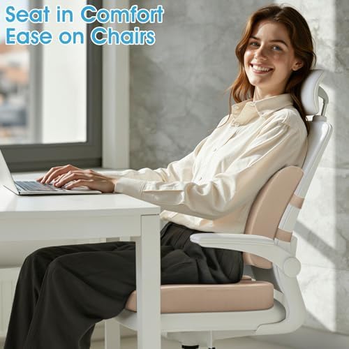 CushZone Seat Cushion and Lumbar Support Pillow for Office Chair, Khaki