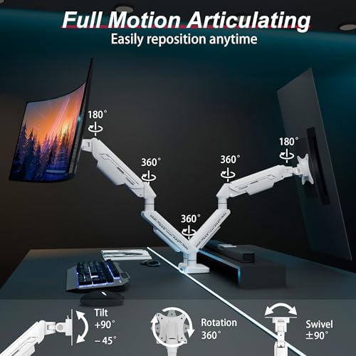 Fydeamer Dual Monitor Arm for 17-35" Screens up to 24.3lbs, White