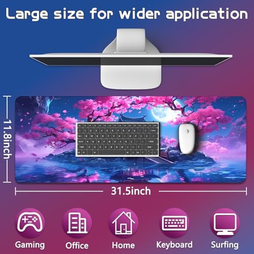 Mouse Pad Gaming - Desk Mat for Keyboard and Mouse - Large Mouse Pads for Desk, Gaming Mousepad with Non-Slip Base, Desks Pad (31.5" X 11.8") for Game, Office and Home