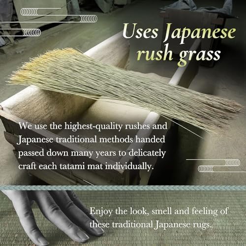 FULI Japanese Tatami Mattress, Foldable Igusa Rush Grass, Natural, Full XL