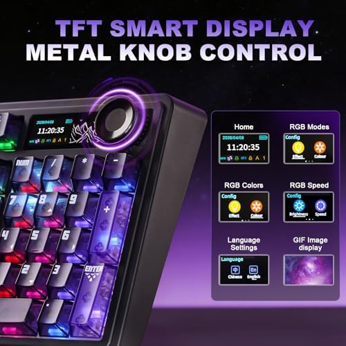 AJAZZ AK980 Pro Dual 8K Wireless Gaming Keyboard(Purple,Lychee Switch)