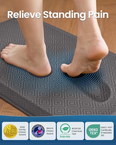 Ophanie Kitchen Mats for Floor,3/4 inch Thick,17x28 Anti Fatigue Cushioned Mat,Kitchen Rugs,Waterproof,Comfort Ergonomic Standing Mat for Office,Home,Sink with 99+ Pairs of Anti-Slip Bottom Ridges