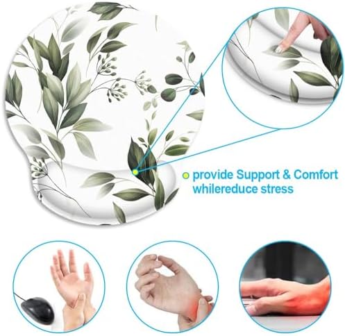 Britimes Ergonomic Mouse Pad with Wrist Support, Floral Green