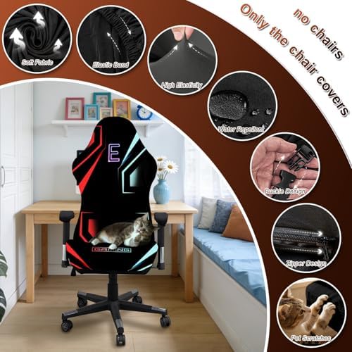 Water Repellent Gaming Chair Cover,3D Printing Fit Cat Scratch Proof