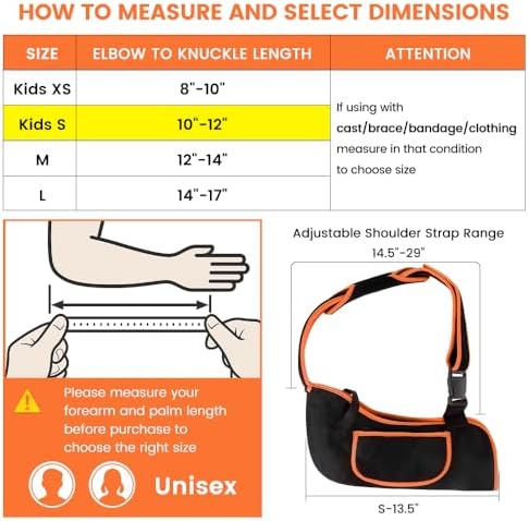 Kids Arm Sling Shoulder Immobilizer, Rotator Cuff Support Brace