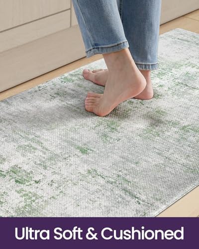 DEXI Kitchen Floor Mats Cushioned Anti Fatigue Runner Rug 23x86 Green