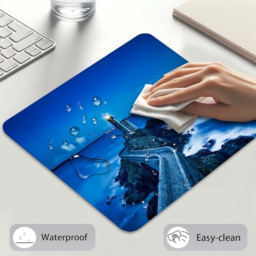 Coastal Lighthouse Blue Ocean Scenery Mouse Pad, Cute Durable Desk Mat