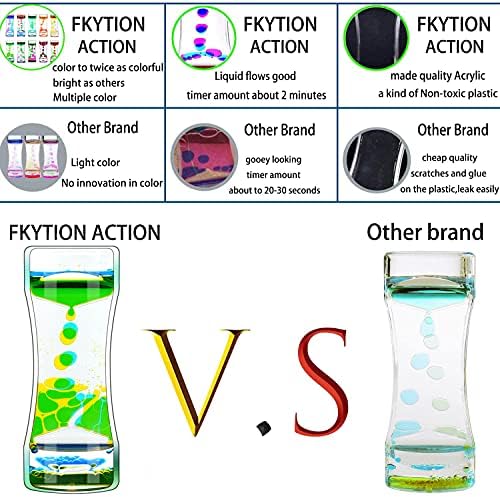 FKYTION Liquid Motion Bubbler Timer Pack of 2 Great Desktop Colorful Hourglass Liquid Bubbler Small Calming Relaxing Toys Sensory Anxiety Autism ADHD Fidget Toys