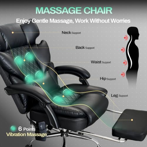 Realbear Big & Tall 6-Point Massage Office Chair with Footrest