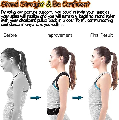 Posture Corrector for Women and Men, Adjustable Back Straightener Posture Corrector,Upper Lower Back Brace Support Belt for Men Women Body Neck Shoulder Trainer (XXL, Black)