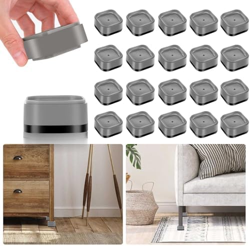 20 Pack Furniture Risers 1, 2 or 3 Inch, Adjustable Bed Risers Heavy Duty For Table Desk Couch Chair Sofa Cabinet Bed Legs Dorm, Square Stackable Bed Raisers Blocks Lift Height 1", 2" or 3", Grey