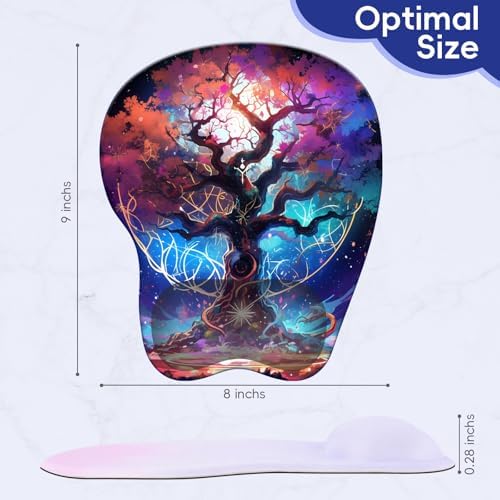 Wrist Support Mouse Pad Anti Slip Rubber Wrist Rest Mousepad 9in X 8in Small Desktop Notebook Mouse Mat for Working and Gaming (M-Tree of Life)