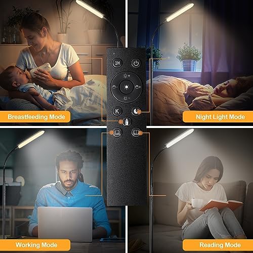 marctronic Floor Lamp 2 Pack, 18W 1800LM Bright LED Floor Lamp with 2 Remotes & Works with Smart Plug, Dimmable Timing Eye Caring Standing Reading Floor Lamps for Living Room Bedroom Office