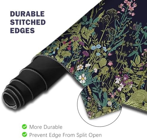 ToLuLu Extended Gaming Mouse Pad, Memory Foam Ergonomic Keyboard Mouse Wrist Rest Support Set, Large Desk Mat with Stitched Edges, Non-Slip Base Mousepad for Home Office Game, Weeds Plants