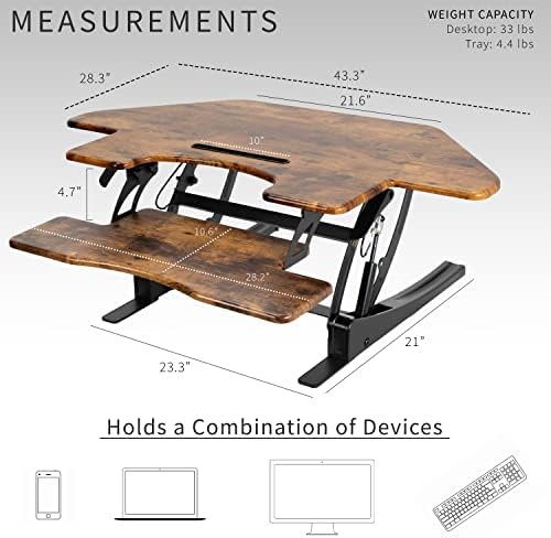 VIVO Rustic Vintage Brown 43 in Corner Desk Converter, DESK-V000VCN
