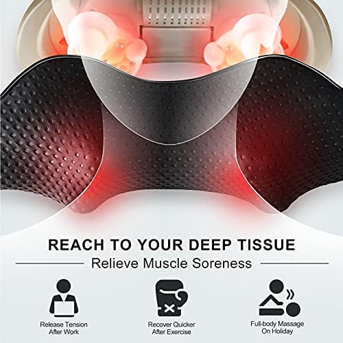 Mirakel Shiatsu Neck & Back Massager with Heat for Pain Relief Deep Tissue