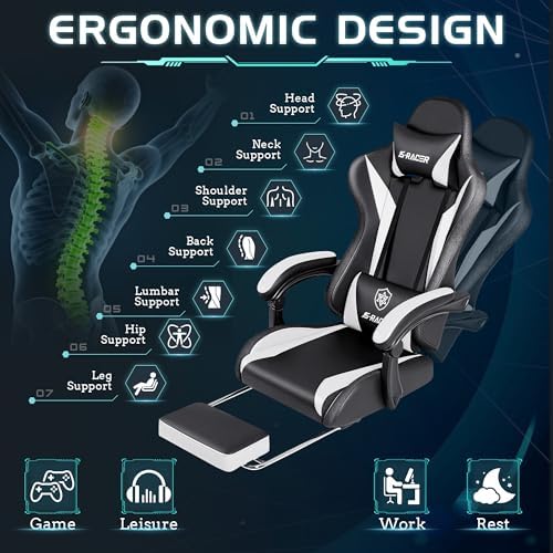 Homall Ergonomic Gaming Chair, High-Back Racing Style PC Chair, White