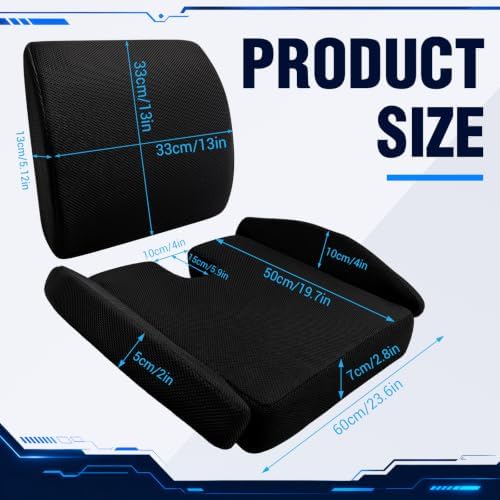 Widened Gaming Chair Cushion Set with Lumbar Support, Tailbone Pain Reduce