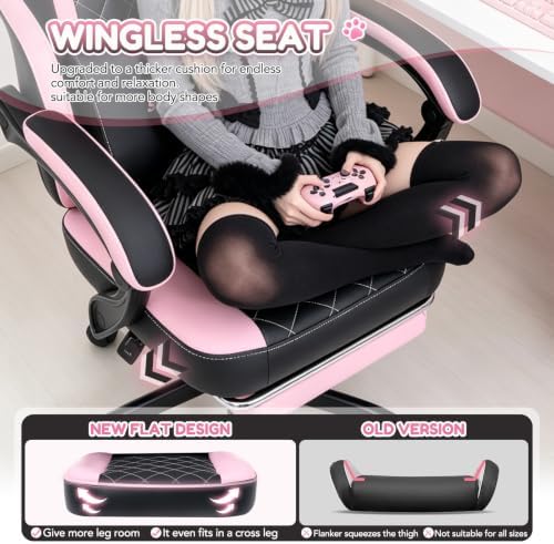 Cute Gaming Chair, Ergonomic Computer Gamer Chair, Black and Pink