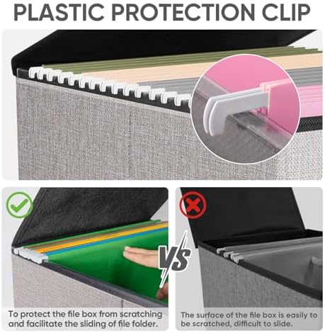 BALEINE File Organizer Box with Lid, Collapsible Hanging File Storage Box