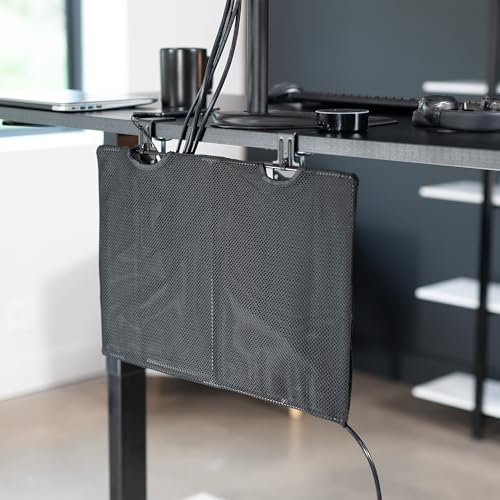 VIVO Black Clamp-on 24 inch Desk Cable Management Sleeve, DESK-SKIRT-24P