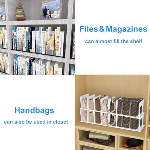 Adjustable Vertical File Sorter Sturdy Plastic Expandable Upright File Holder, Desktop Binder Organizer, School Office File Organizer Bookshelf Divider, Assemble Easily Endlessly, Black