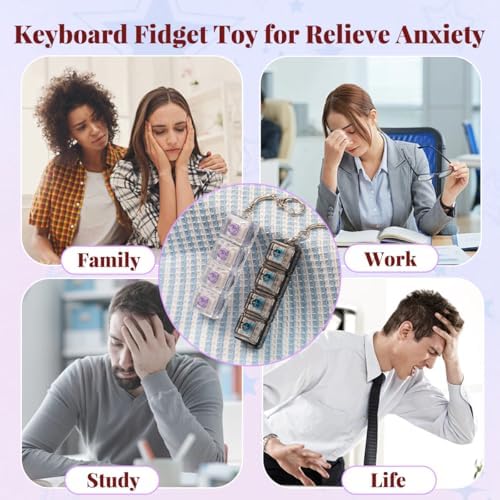 2 Pcs LED Keyboard Fidget Toy, Clicky & Creamy Fidget Clicker Keychain