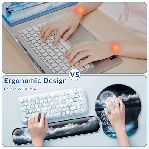 Desk Mat Set Keyboard and Mouse Pad with Wrist Rest Support