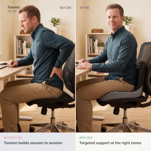 Turonic SC1 Ergonomic Memory Foam Seat Cushion – Non-Slip Office Chair Pad